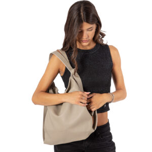 Borsa in pelle da donna convertibile in zaino, con tasche laterali, senza parti metalliche