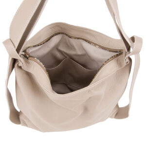 Borsa in pelle da donna convertibile in zaino, con tasche laterali, senza parti metalliche leggera e capiente