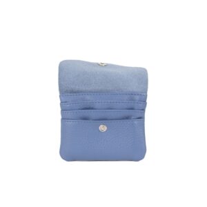 Portafoglio in pelle da donna sottile con porta carte e banconote Colore blu Pelletteria Veneta