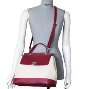 Alternative view of Borsa a mano P24070  in pelle e tessuto intrecciato da donna