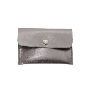 Porta carte in pelle con bottone