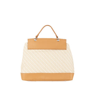 Borsa a mano on pelle e paglia intrecciata di Pelletteria Veneta di colore cuoio