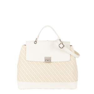 Borsa a mano in paglia e pelle P25070 di Pelletteria Veneta