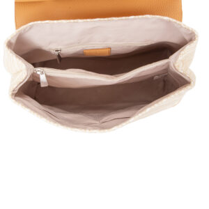 interno di Borsa a mano on pelle e paglia intrecciata di Pelletteria Veneta di colore cuoio