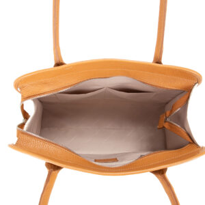 interno di Borsa a mano on pelle e paglia intrecciata di Pelletteria Veneta di colore cuoio