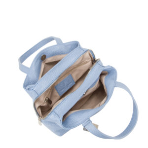 Borsa a mano in pelle di Pelletteria veneta di colore azzurro