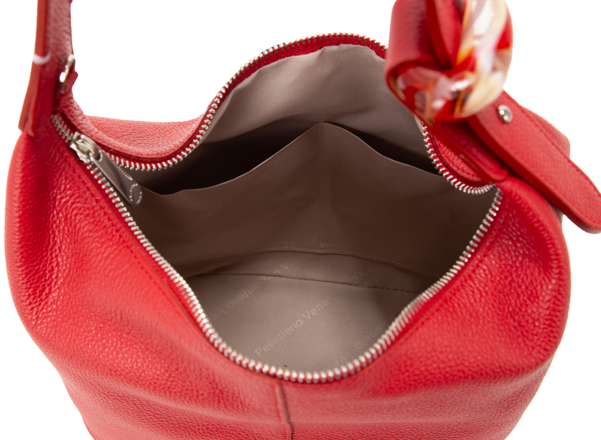 Borsa a spalla in dollarino V26518 con dettaglio in vetro di Murano - immagine 6