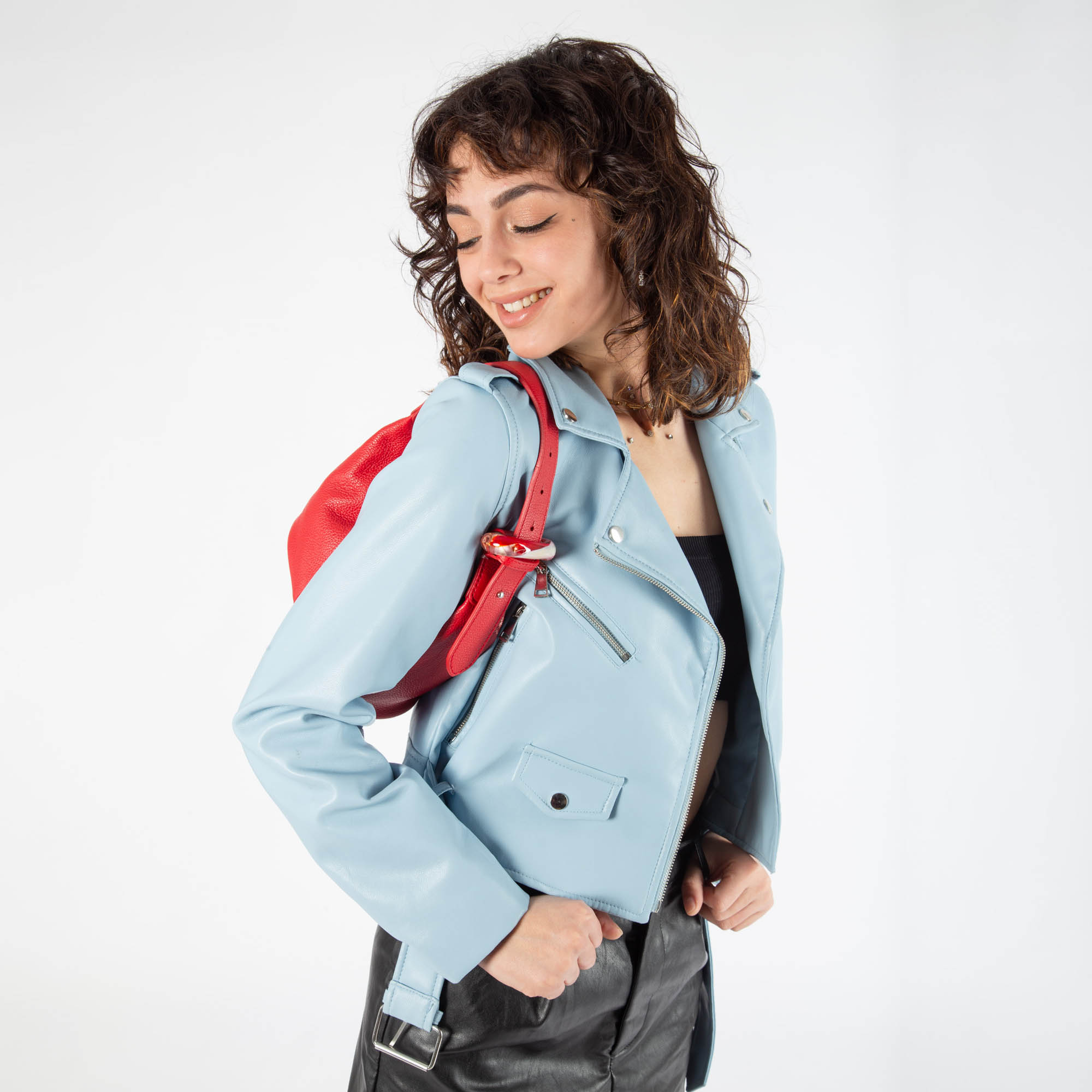 Borsa a mano in dollarino V26519 con dettaglio in vetro di Murano - immagine 2