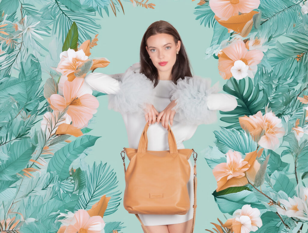 SpringSummer collection by Pelletteria veneta - hero Image - a female model with a leather bag