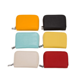 Leather card holder with zip closure - random