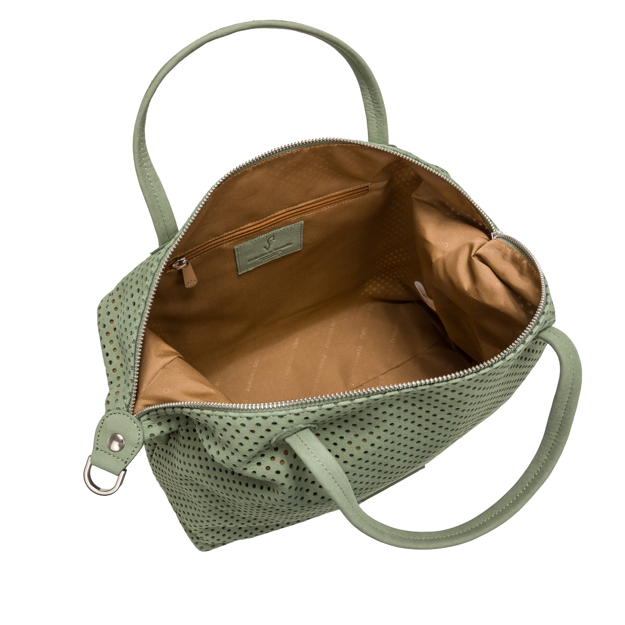 Bauletto con doppi manici N26812 in nabuk traforato di Pelletteria Veneta - immagine 7