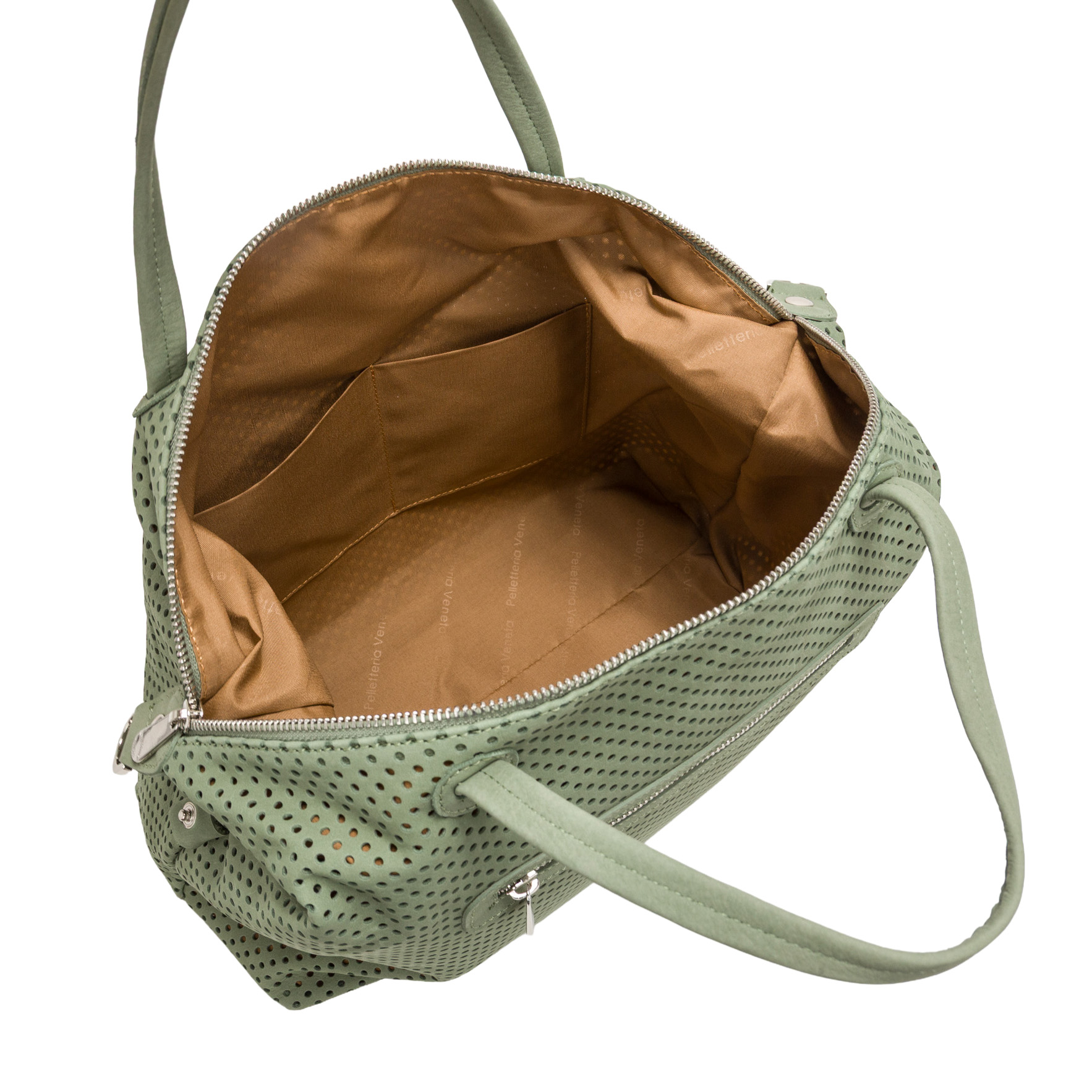 Bauletto con doppi manici N26812 in nabuk traforato di Pelletteria Veneta - immagine 8