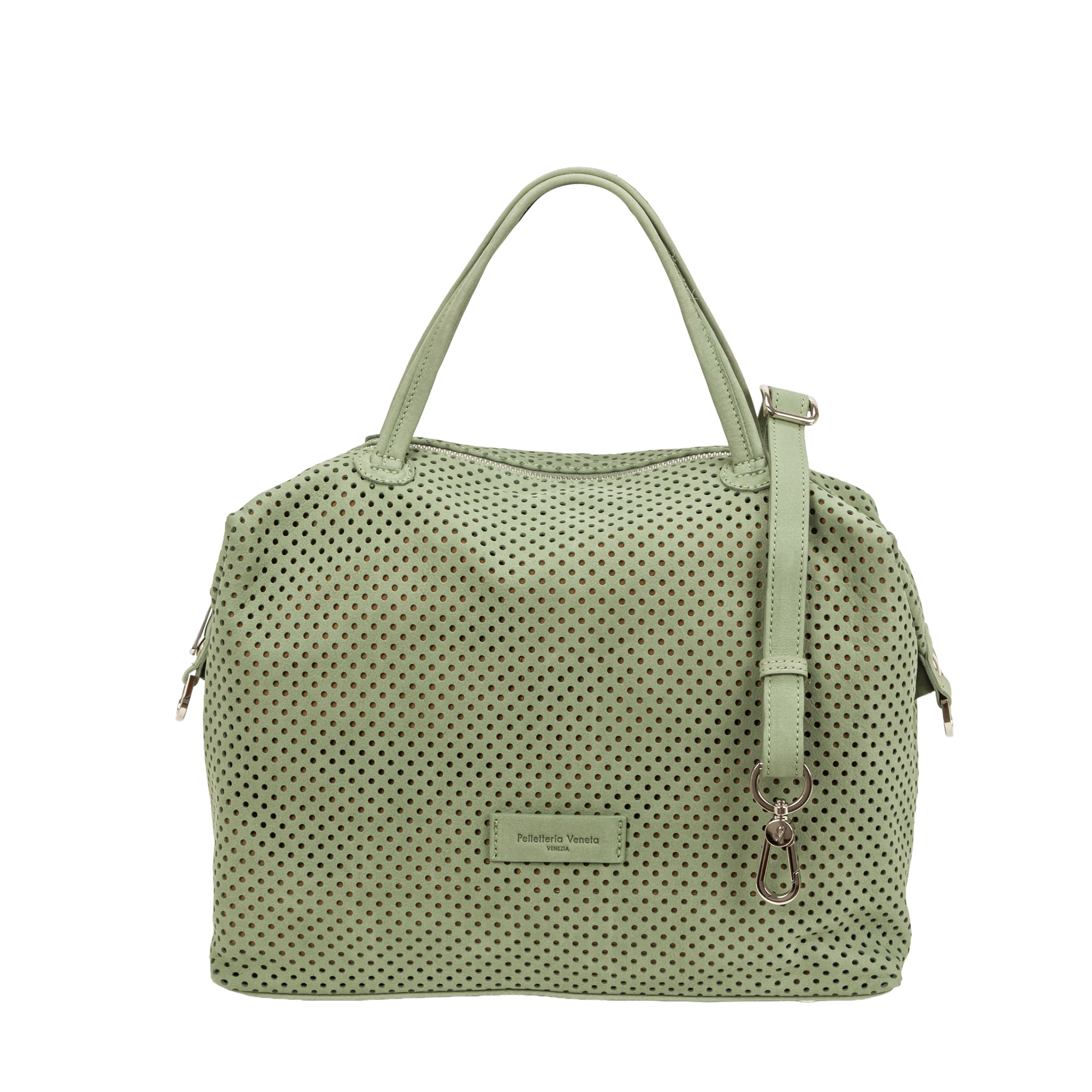 Bauletto con doppi manici N26812 in nabuk traforato di Pelletteria Veneta