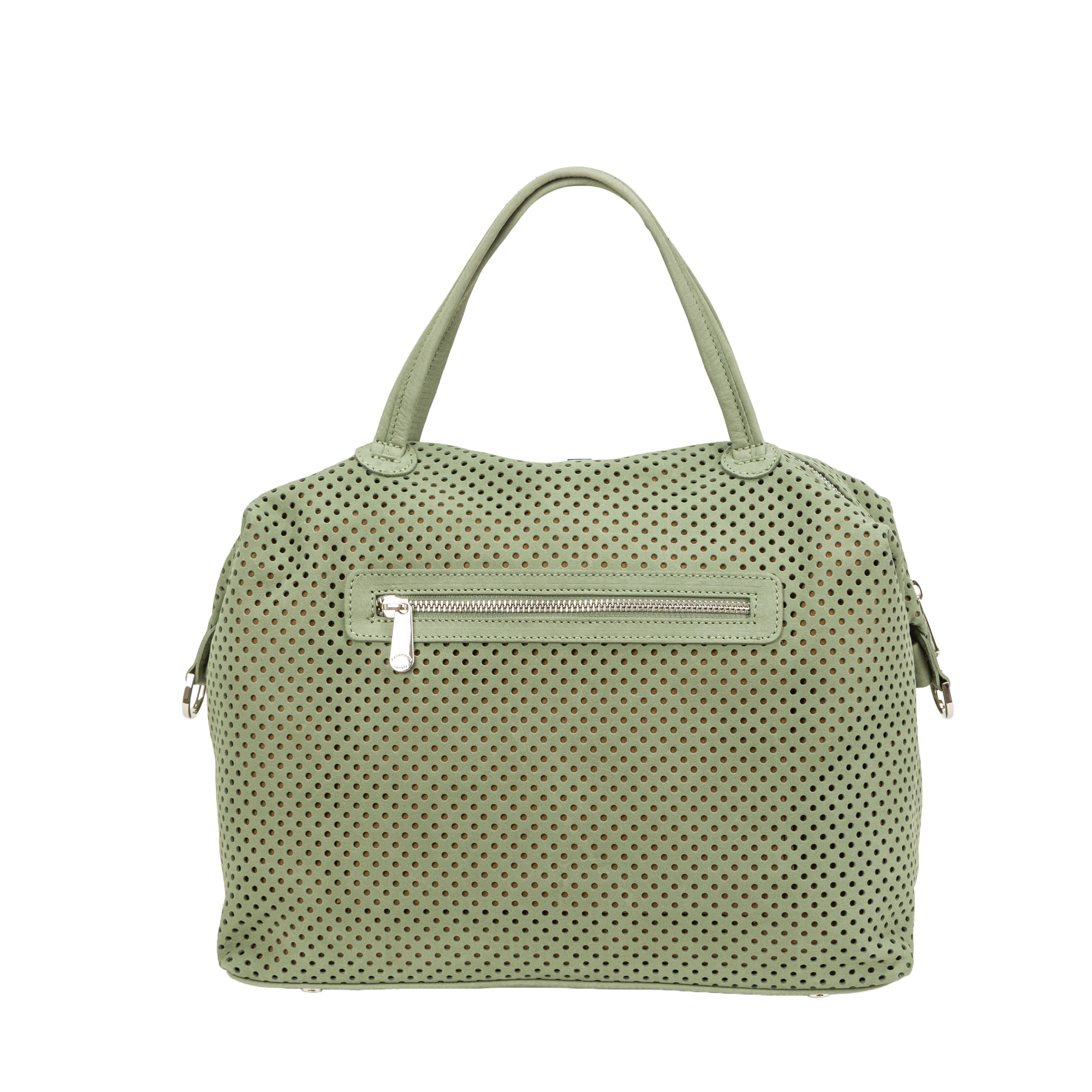 Bauletto con doppi manici N26812 in nabuk traforato di Pelletteria Veneta - immagine 4