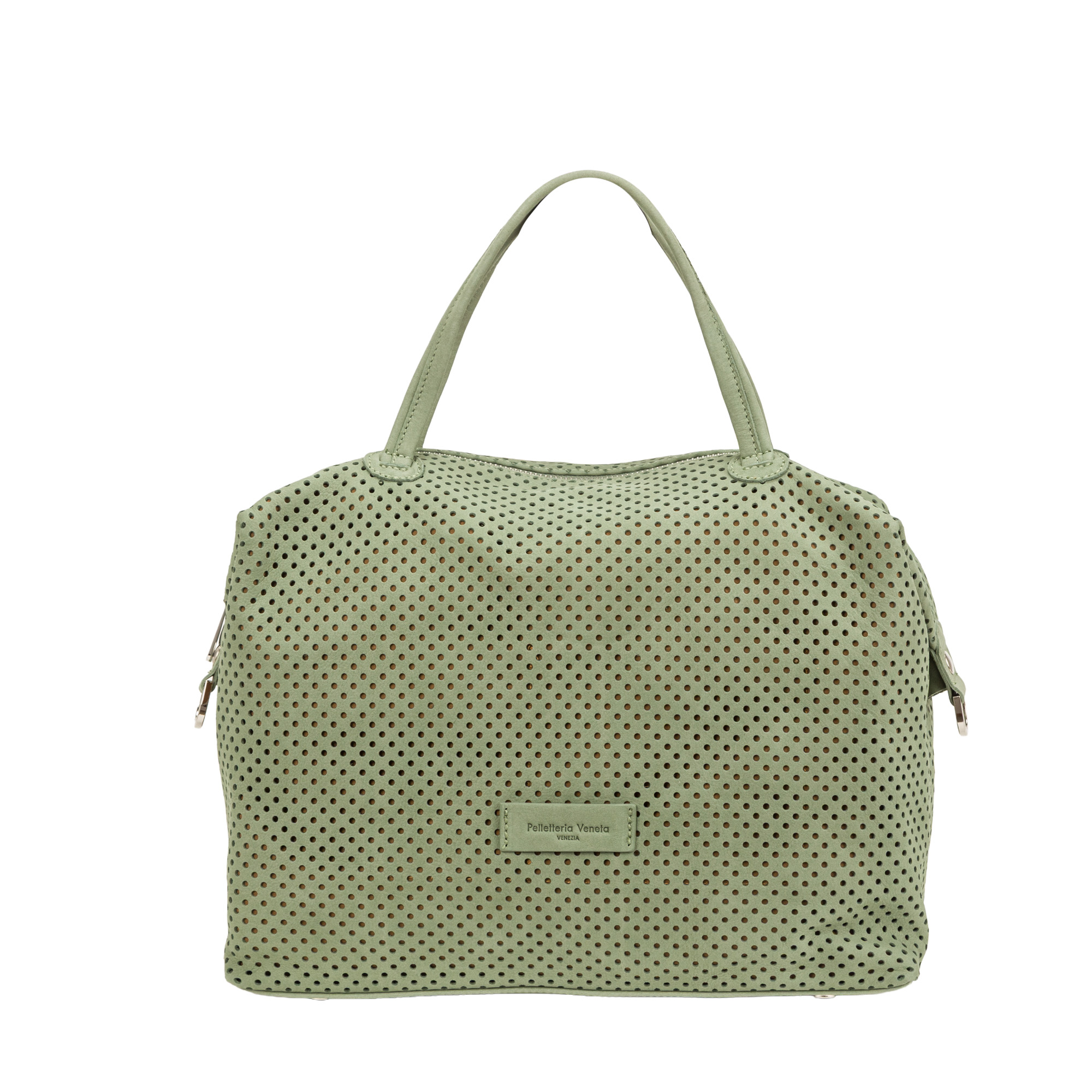 Bauletto con doppi manici N26812 in nabuk traforato di Pelletteria Veneta - immagine 3