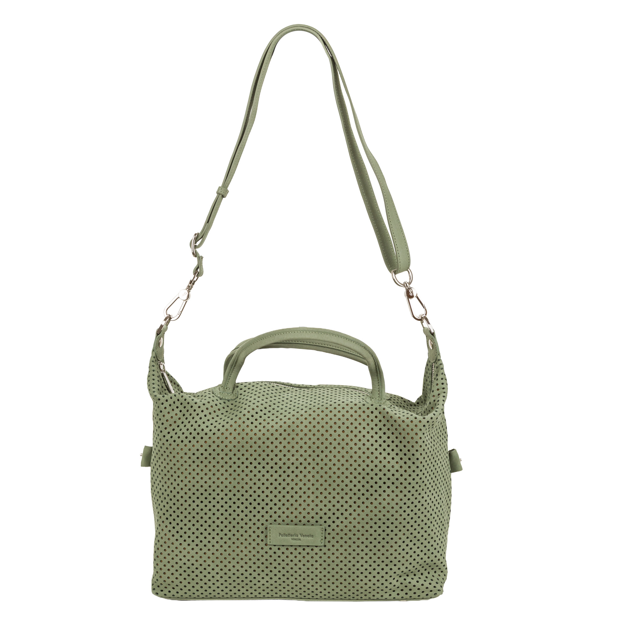 Bauletto con doppi manici N26812 in nabuk traforato di Pelletteria Veneta - immagine 5