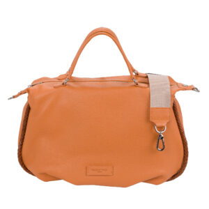 Borsa grande a mano in pelle e vacchetta V26601 di Pelletteria Veneta - Arancione