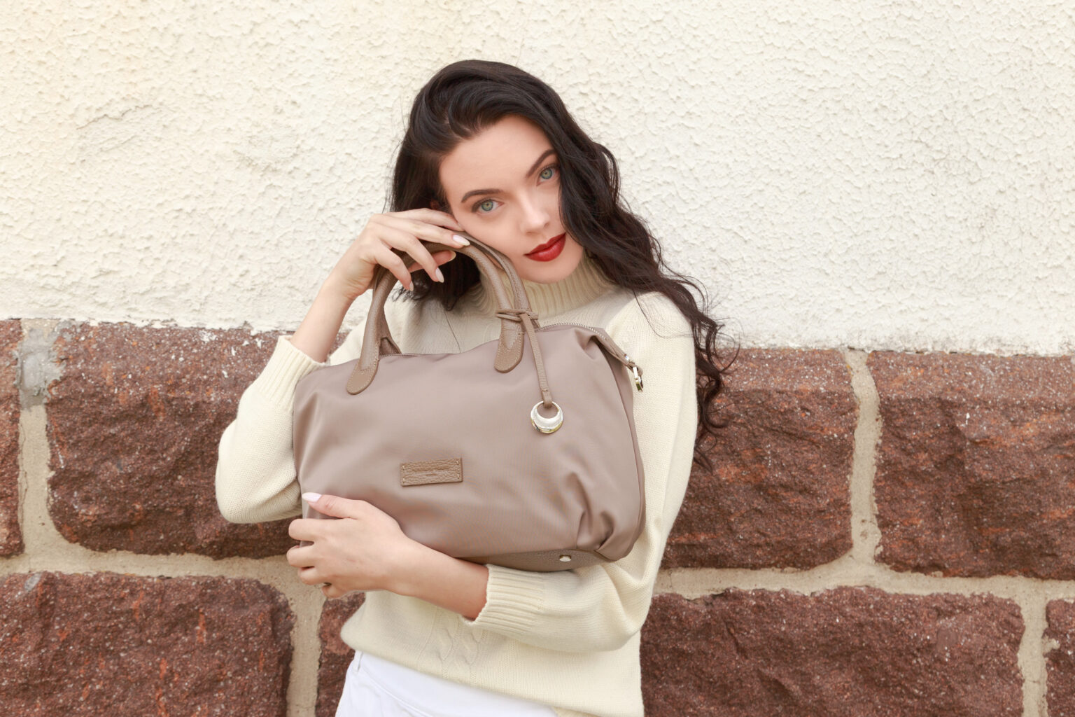 Bauletto in nylon e pelle Pelletteria Veneta collezione Giudecca 