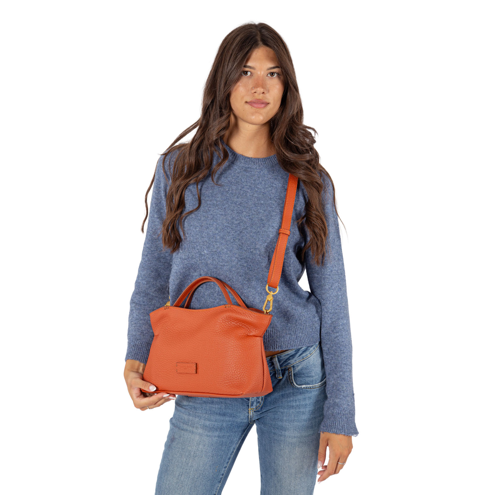 Borsa a mano in pelle da donna di Pelletteria Veneta | Collezione Faro - Arancione