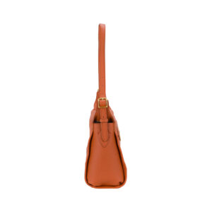 Borsa a spalla in pelle da donna con manico regolabile e zip di sicurezza - arancione
