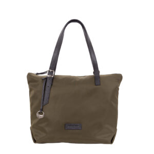 Shopper in nylon e pelle collezione2026-27 di Pelletteria Veneta.