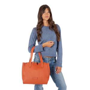 Shopper in pelle da donna sfoderata di Pelletteria Veneta - arancione