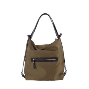 Zaino convertibile a spalla in nylon e pelle da donna di Pelletteria Veneta