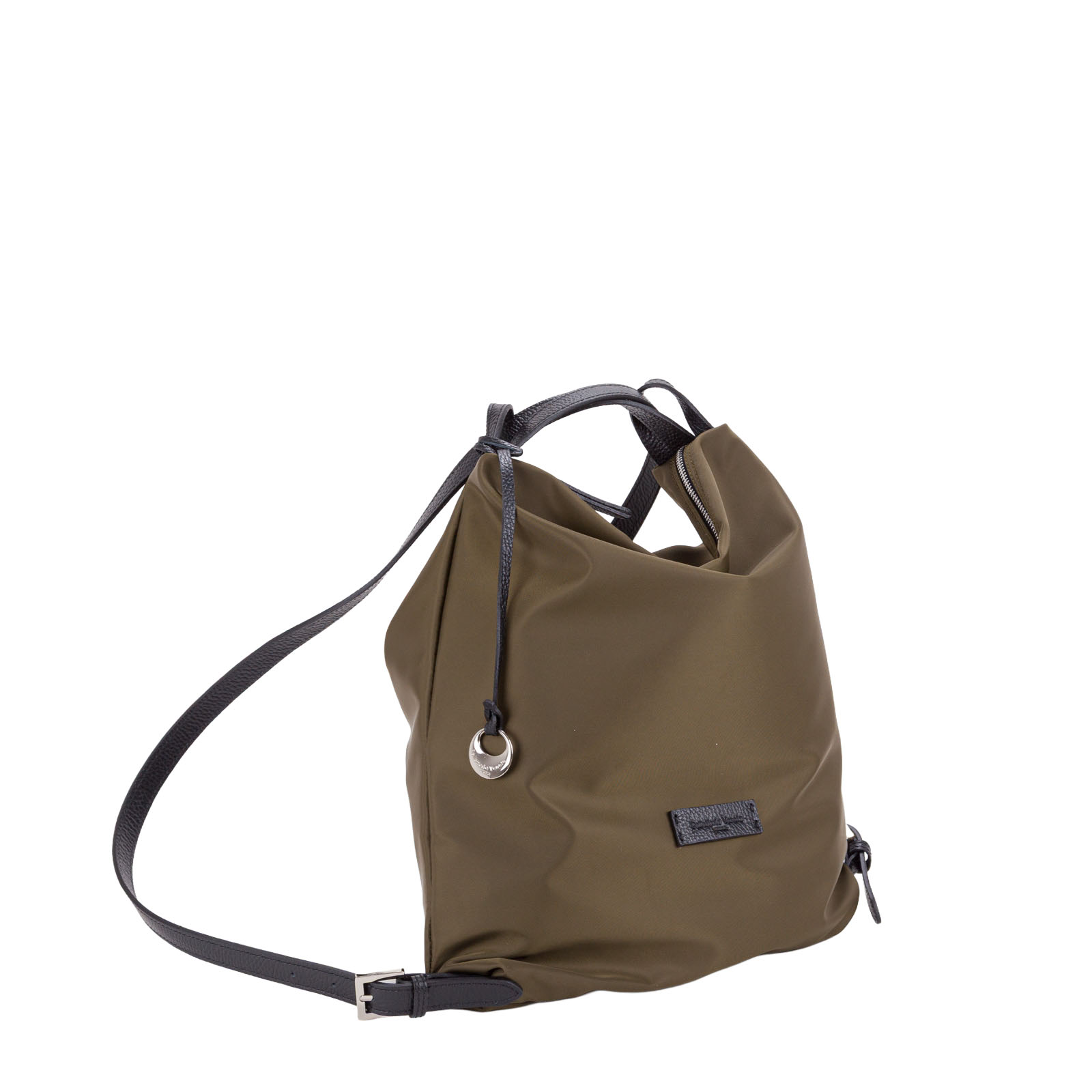 Zaino convertibile a spalla in nylon e pelle da donna di Pelletteria Veneta