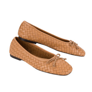 Ballerine in pelle intrecciata con soletta in pelle imbottita in memory foam e tacco antiscivolo