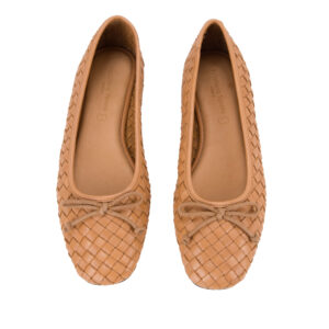 Ballerine in pelle intrecciata con soletta in pelle imbottita in memory foam e tacco antiscivolo