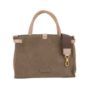 Bauletto in nabuk da donna con manici intrecciati NB26500