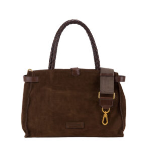 Bauletto in nabuk da donna con manici intrecciati NB26500