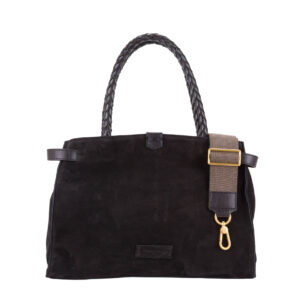 Bauletto in nabuk da donna con manici intrecciati NB26500