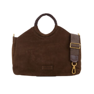 Borsa a mano in nabuk da donna con manici intrecciati NB26501