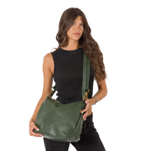 Sacca a spalla in pelle convertibile con spallacci regolabili che possono essere portati come zaino, tasche laterali, art. D27310 di Pelletteria Veneta