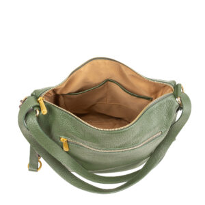 Sacca a spalla in pelle convertibile con spallacci regolabili che possono essere portati come zaino, tasche laterali, art. D27310 di Pelletteria Veneta
