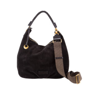 Borsa a spalla in nabuk da donna con manico intrecciati NB26502