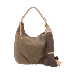 Borsa a spalla in nabuk da donna con manico intrecciati NB26502