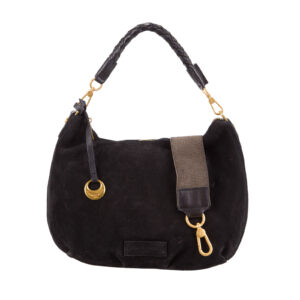 Borsa a spalla in nabuk da donna con manici intrecciati NB26503