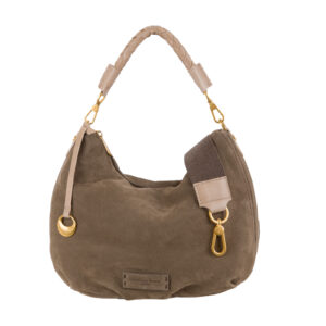 Borsa a spalla in nabuk da donna con manico intrecciati NB26503