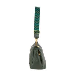 Sacca a spalla compatta in pelle da donna, con tasche laterali e tracolla in tessuto regolabile art. D27312 di Pelletteria Veneta