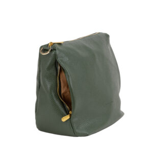 Sacca a spalla in pelle da donna, con tasche laterali e tracolla in tessuto regolabile art. D27311 di Pelletteria Veneta