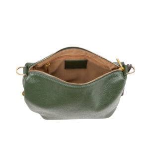 Sacca a spalla compatta in pelle da donna, con tasche laterali e tracolla in tessuto regolabile art. D27312 di Pelletteria Veneta