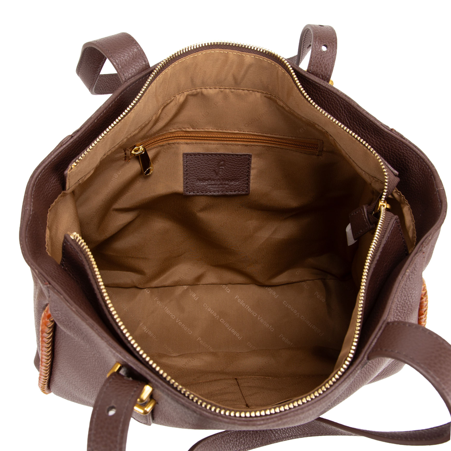 Shopper in pelle da donna con decorazione V27603 - immagine 7
