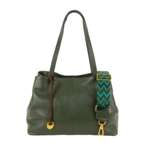 Shopper in pelle da donna con scomparti multipli e tracolla regolabile in tessuto art D27313 di Pelletteria Veneta