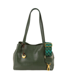 Shopper in pelle da donna con scomparti multipli e tracolla regolabile in tessuto misura media, art D27314 di Pelletteria Veneta