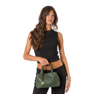 Minibag in pelle da donna con scomparti multipli e tracolla regolabile in tessuto art D27315 di Pelletteria Veneta