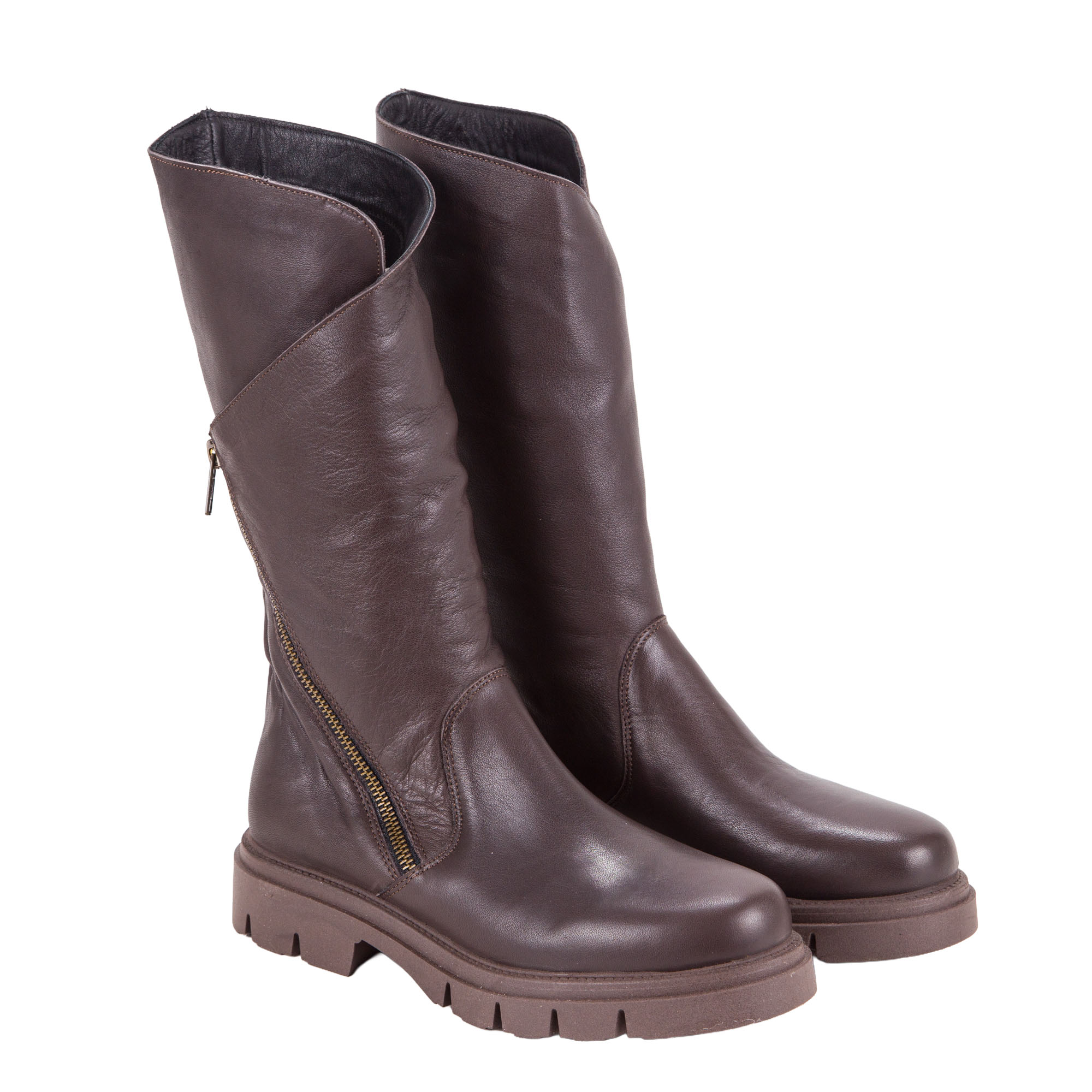 Stivali alti da donna in pelle con zip laterale SC1301 di Pelletteria Veneta