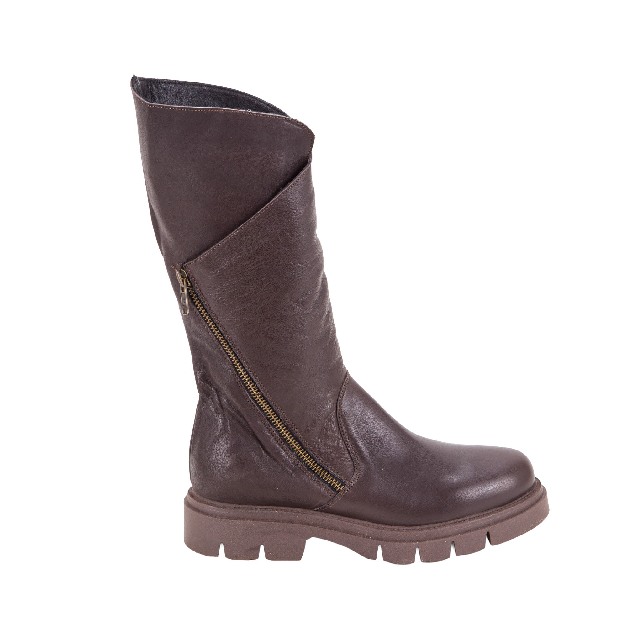 Stivali alti da donna in pelle con zip laterale SC1301 di Pelletteria Veneta