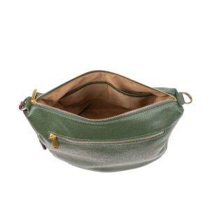 Sacca a spalla in pelle da donna, con tasche laterali e tracolla in tessuto regolabile art. D27311 di Pelletteria Veneta
